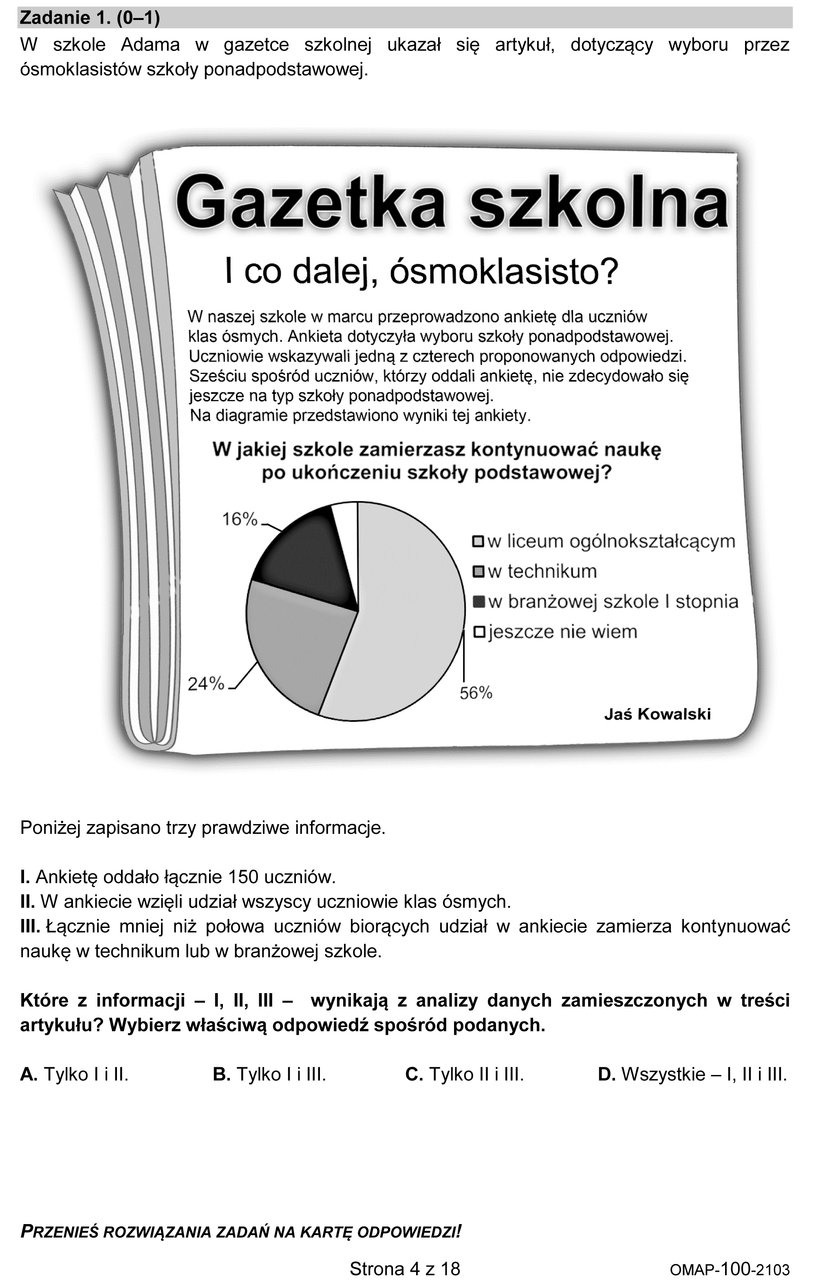 Egzamin dla ósmoklasistów z matematyki