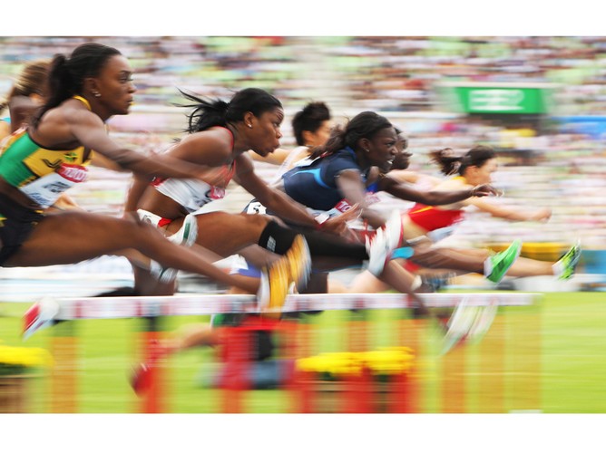 100 metrów przez płotki kobiet podczas 13 IAAF Mistrzostw Świata w lekkoatletyce. Daegu, Korea Południowa