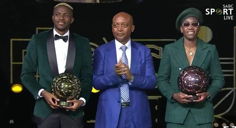 Victor Osimhen and Asisat Oshoala put Nigeria on the map after clinching Footballer of the Year awards in Morocco. [Guardian]