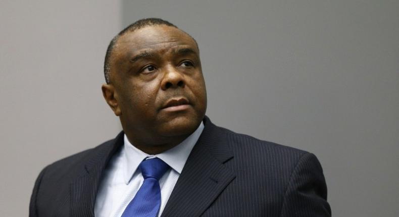 Former Congolese vice-president Jean-Pierre Bemba sits in the courtroom of the International Criminal Court