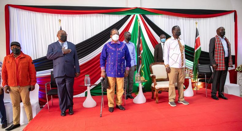 Officer respectfully removes Raila Odinga's hat after national anthem blunder 