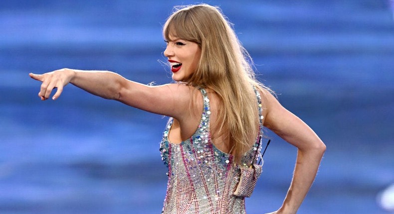 Taylor Swift performing on stage at Wembley Stadium for the London leg of The Eras Tour.Kate Green/Getty Images