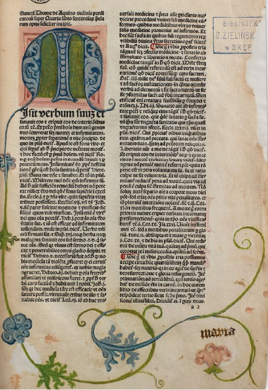 Thomas de Aquino, „Scriptum super libro Sententiarum”, Venezia, 1478. FOT. Adam Łukawski/Ze zbiorów Towarzystwa Naukowego Płockiego