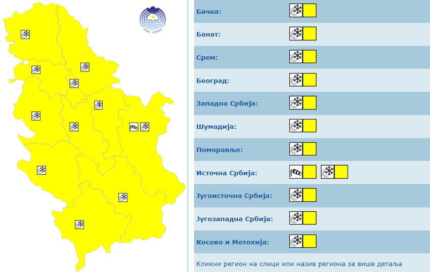 Žuti meteoalarm za danas
