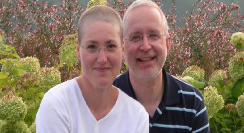 JoAnn Pushkin with her husband during her chemo treatments after she was diagnosed with late-stage breast cancer.JoAnn Pushkin