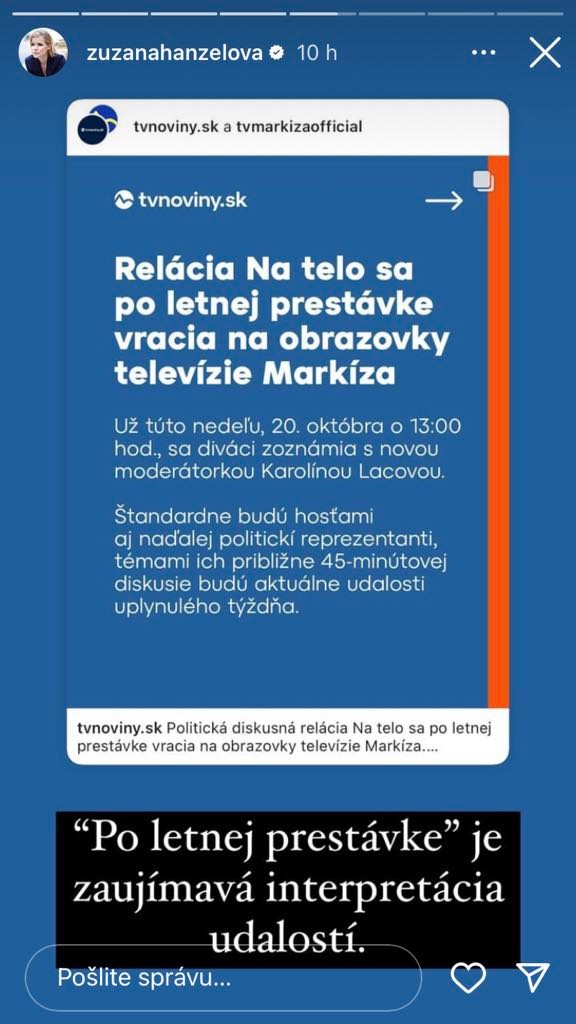 Svojský komentár Hanzelovej.