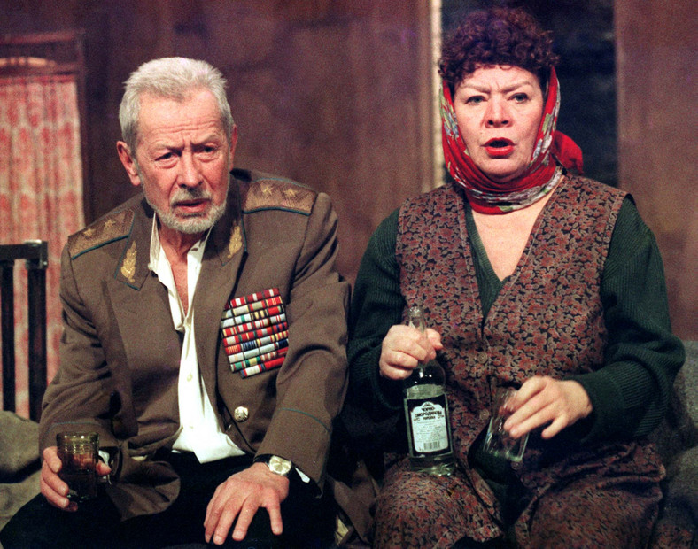 Władysław Kowalski i Elżbieta Kępińska podczas próby do spektaklu "Czwarta siostra" (1999)