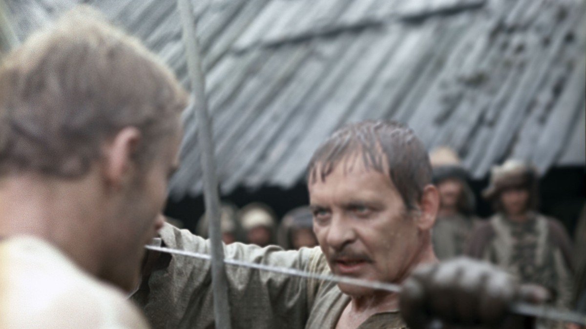 Tadeusz Łomnicki i Daniel Olbrychski w filmie "Potop"