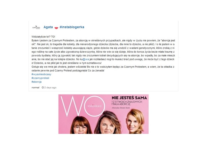 Reakcje użytkowniczek Instagramu na okładkę 'Wysokich Obcasów'