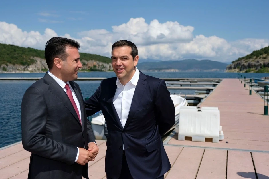 Aleksis Cipras i Zoran Zaev kod Prespanskog jezera 17. juna 2018.