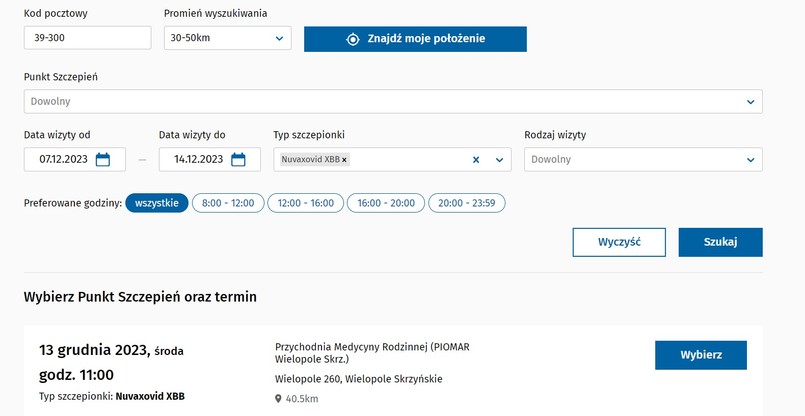 Terminy na szczepienie przeciwko COVID-19 - woj. podkarpackie