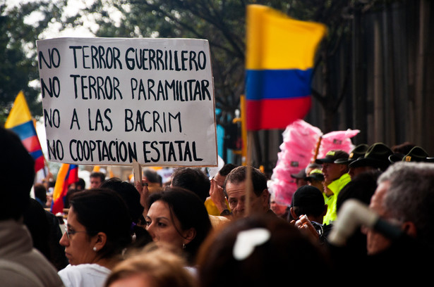 Stolica Kolumbii, Bogota, 2011 r. Protest przeciw terrorowi FARC