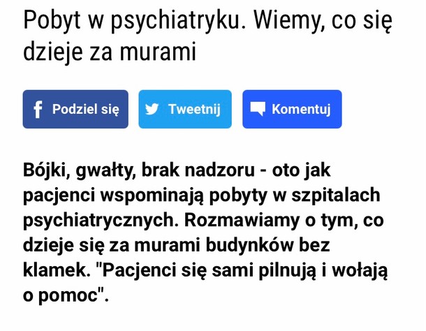 Nagłówki o szpitalach psychiatrycznych. 