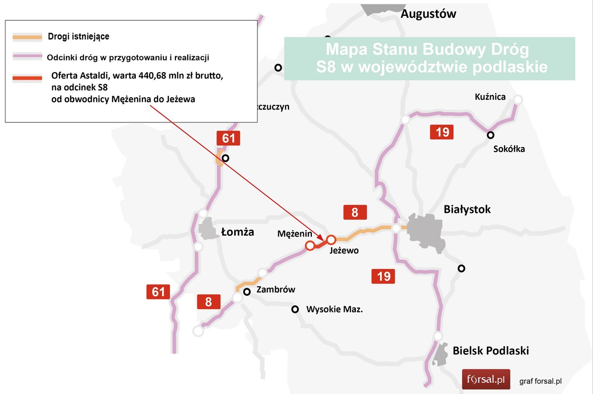 Drogi w podlaskim (S8 - Mężenin - Jeżewo)