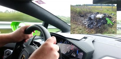 Wypadek lamborghini przy prędkości 312 km/h. Nagranie ze środka auta