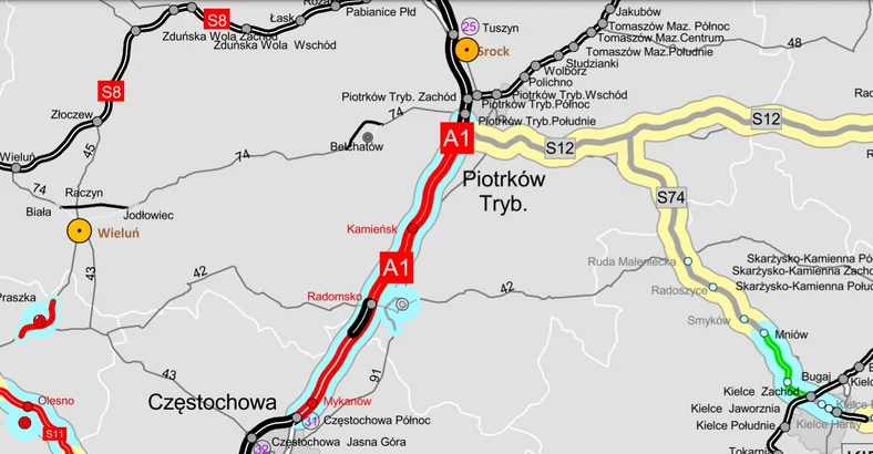 Odcinek autostrady A1 Tuszyn - Częstochowa