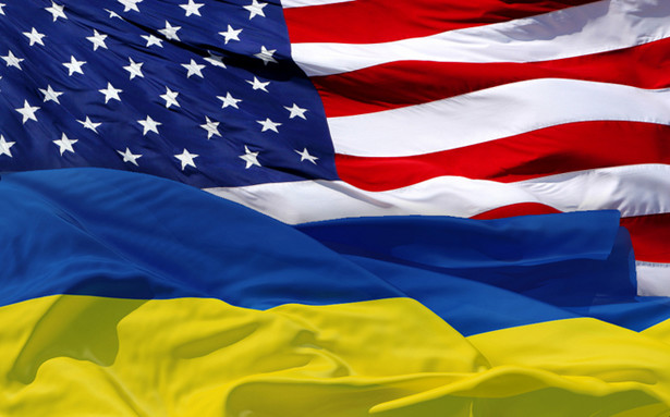 Flagi USA i Ukrainy