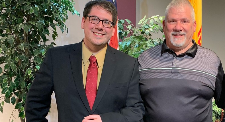 Steve Pederzani (left) with his father at the swearing-in ceremony after passing the New Mexico State Bar exam.Steve Pederzani