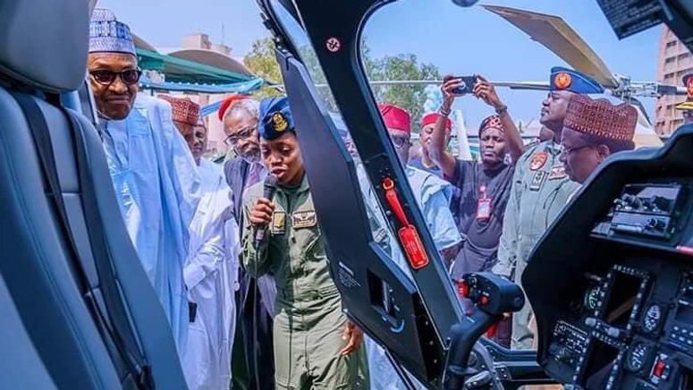 President Muhammadu Buhari mourns Nigeria's first female fighter pilot, Tolulope Arotile. [Twitter/@femigbaja]. [Twitter/@femigbaja]