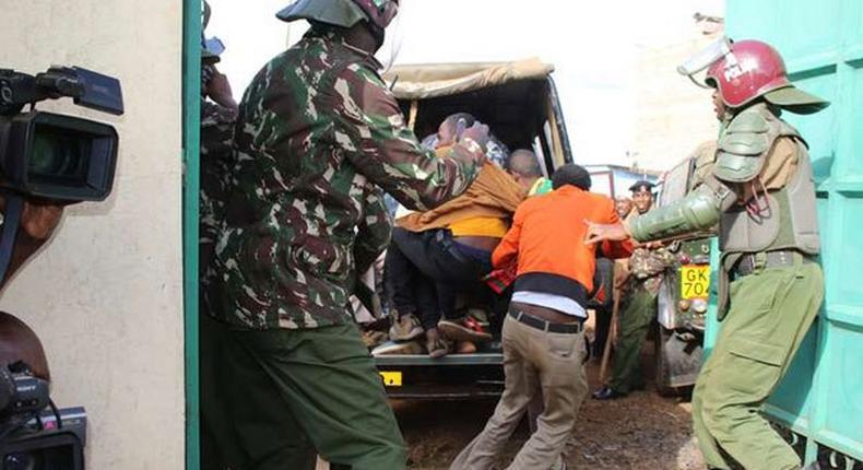 File image of police arresting suspects in Nairobi