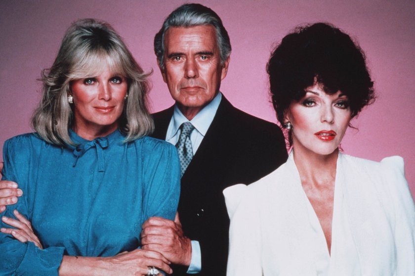 Joan Collins, John Forsythe i Linda Evans. Bohaterowie "Dynastii"