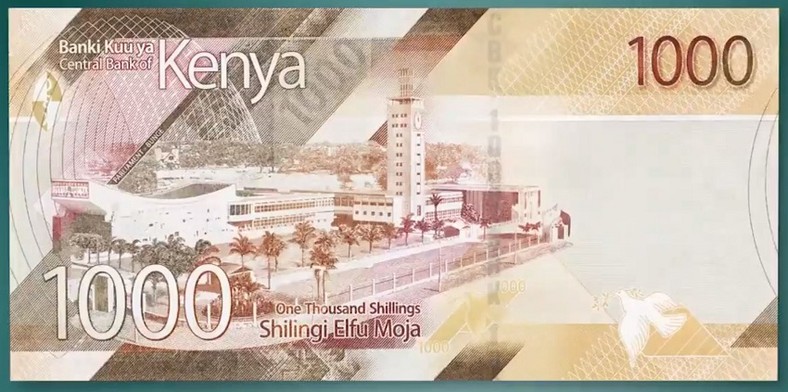 Back of Sh1,000 new Kenyan banknote launched on Madaraka Day with 7 security features 