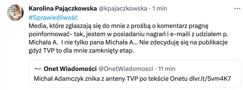 Pajączkowska o Adamczyku.