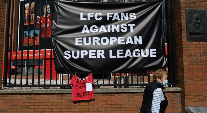 Liverpool Football Club was one of six top English Premier League teams facing a furious backlash over the renegade Super League plan Creator: Paul ELLIS