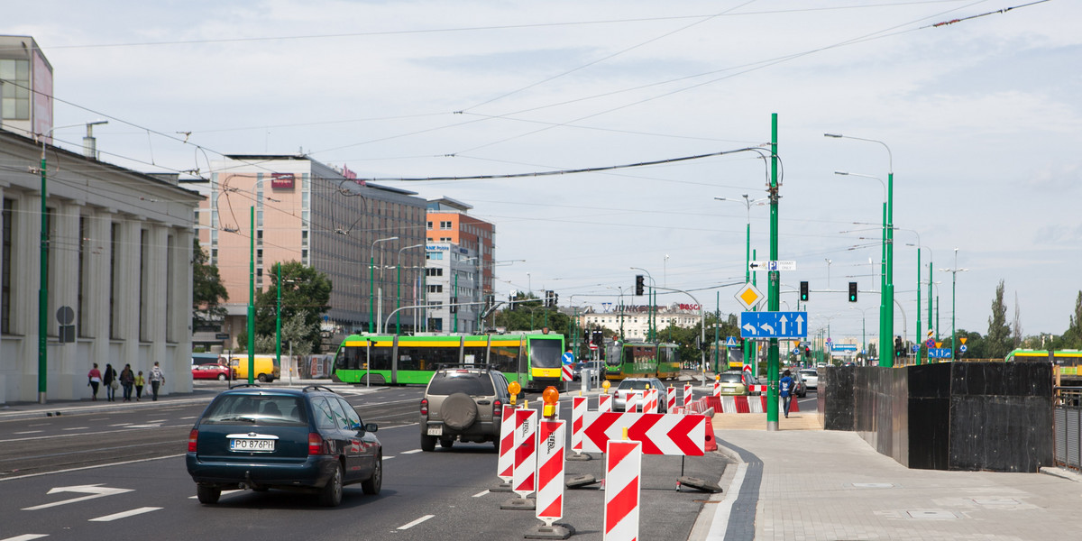 Zwężenie na Roosevelta w Poznaniu