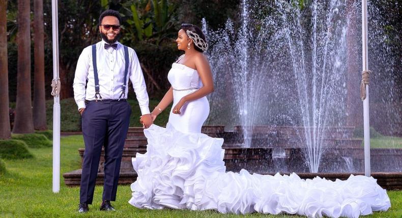 Muthoni Mukiri dresses in stunning white gown on wedding day 