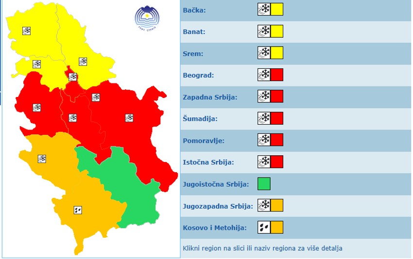 Meteoalarm za 5. januar