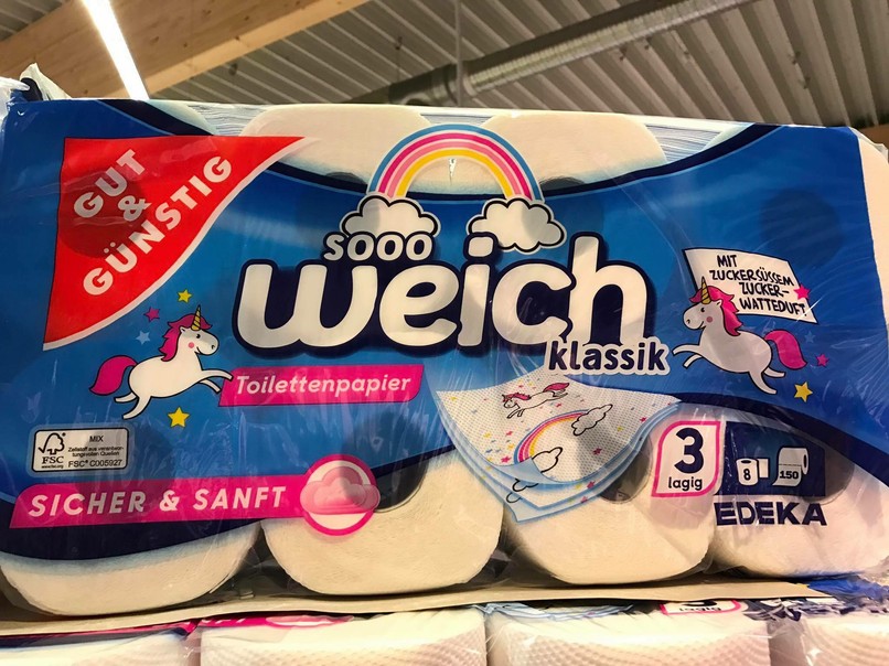 Edeka verkauft EinhornKlopapier mit Zuckerduft