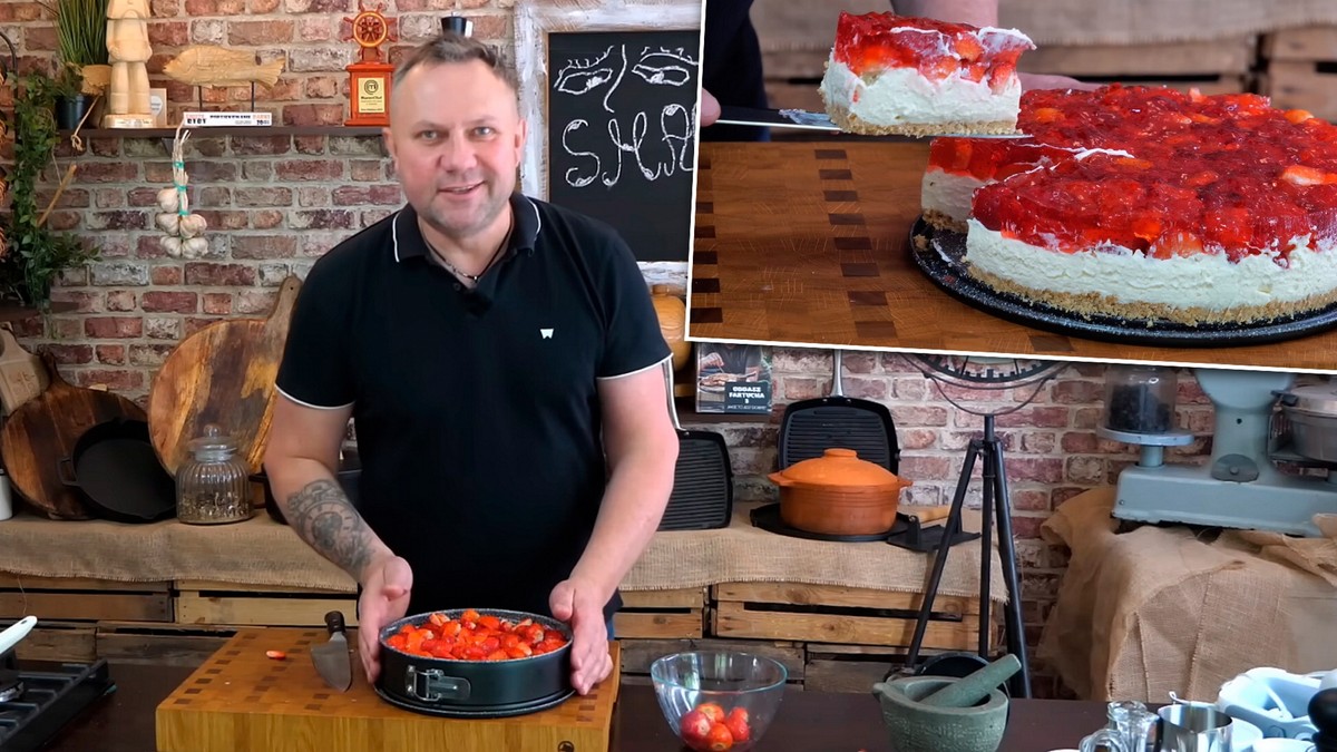 Sernik z truskawkami i białą czekoladą od Tomka Strzelczyka. Zrobisz go bez pieczenia