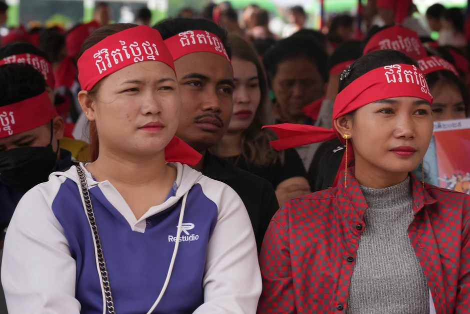 Kambodžanski konfekcionari na proslavi povodom Međunarodnog dana žena u Pnom Penu, Kambodža