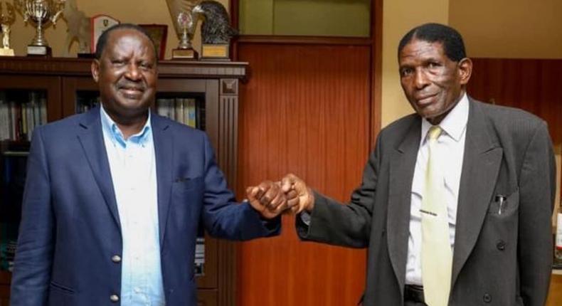 File image of former Bumula MP Lawrence Sifuna (right) with Azimio Leader Raila Odinga