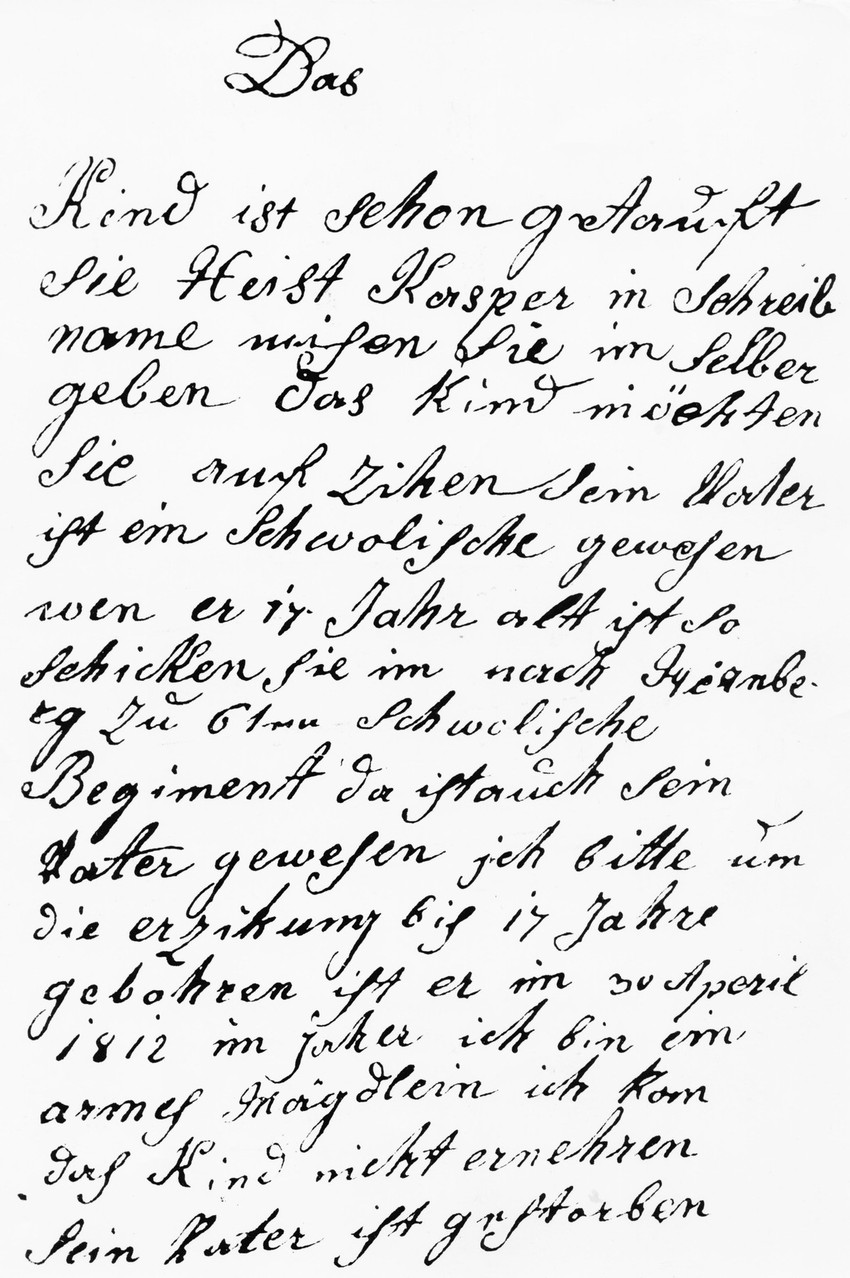 Navodno pismo majke Kaspara Hauzera