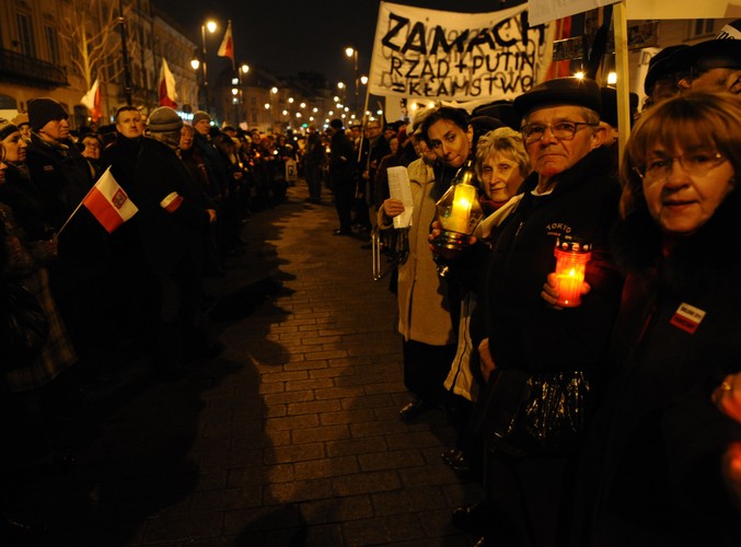 Demonstracja upamiętniająca katastrofę w Smoleńsku, 11 marca 2011 r.