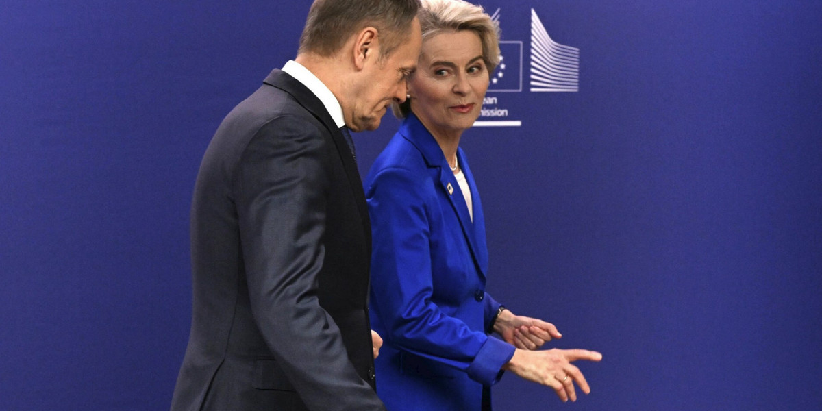 Premier Donald Tusk i przewodnicząca Komisji Europejskiej Ursula von der Leyen