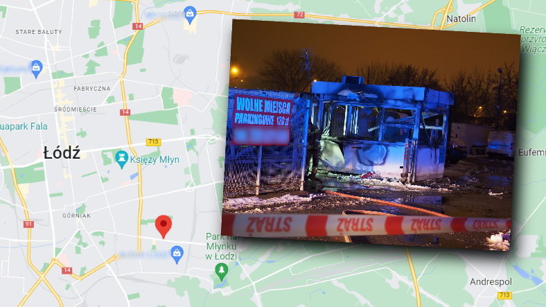 Eksplozja na parkingu w Łodzi (screen: Facebook/LDZ Zmotoryzowani Łodzianie)