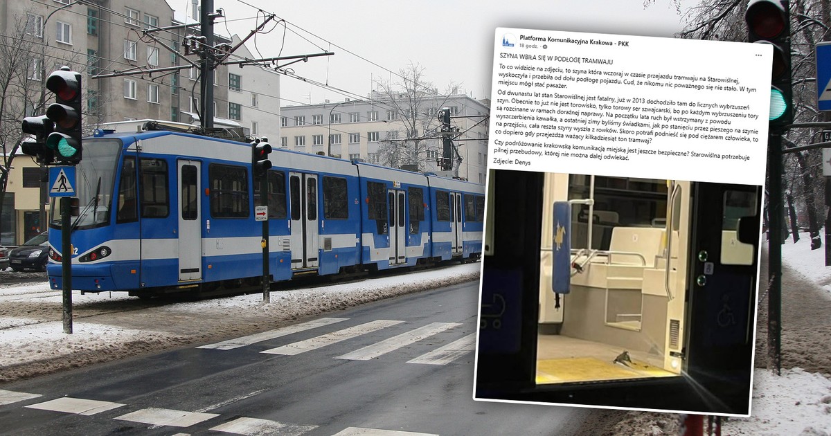 Chwile grozy w tramwaju. Nagle przebiła podłogę od spodu. "Cud, że nikomu nic się nie stało"