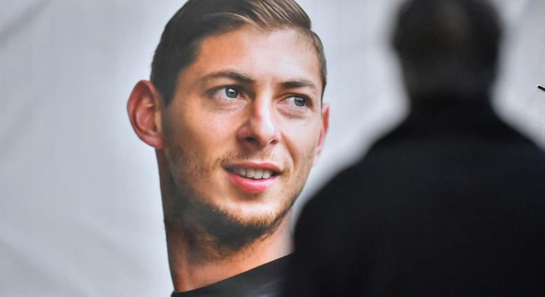 A portrait of Emiliano Sala displayed at Nantes