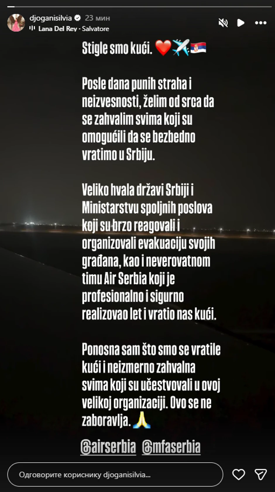 Silvija Đogani došla iz Dubaija u Srbiju