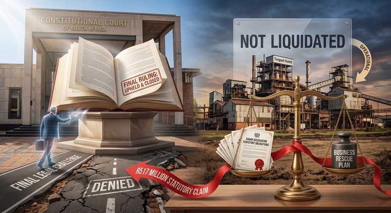 The Constitutional Court ruling does not liquidate Tongaat Hulett, but removes its final legal challenge to the Sugar Association’s claim. [Gemini Generated Image] 