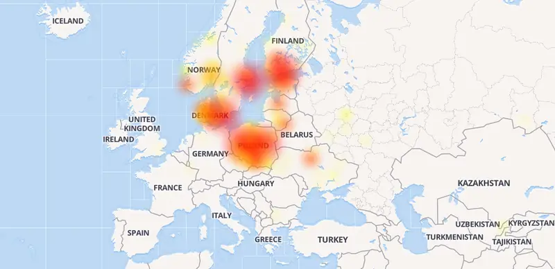 Mapa awarii Facebooka