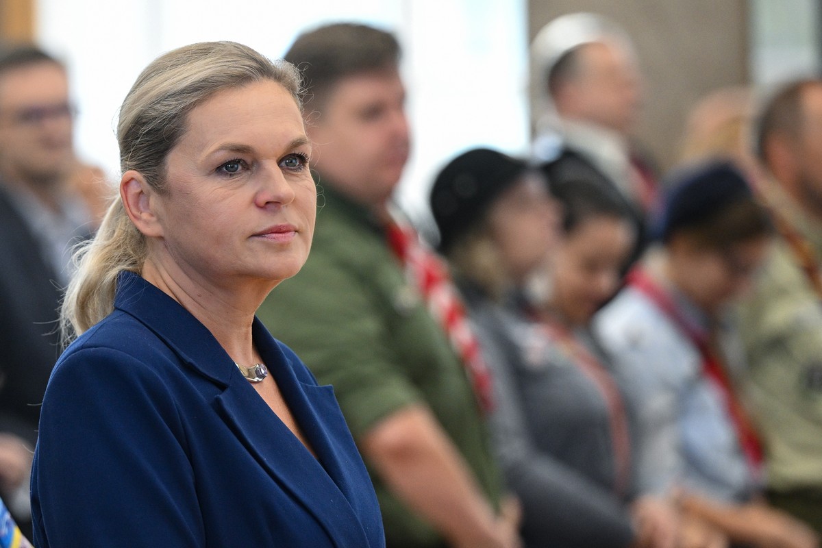 Warszawa, 14.10.2025. Minister edukacji Barbara Nowacka podczas obchodów Dnia Nauczyciela w KPRM. Źródło: PAP/Radek Pietruszka