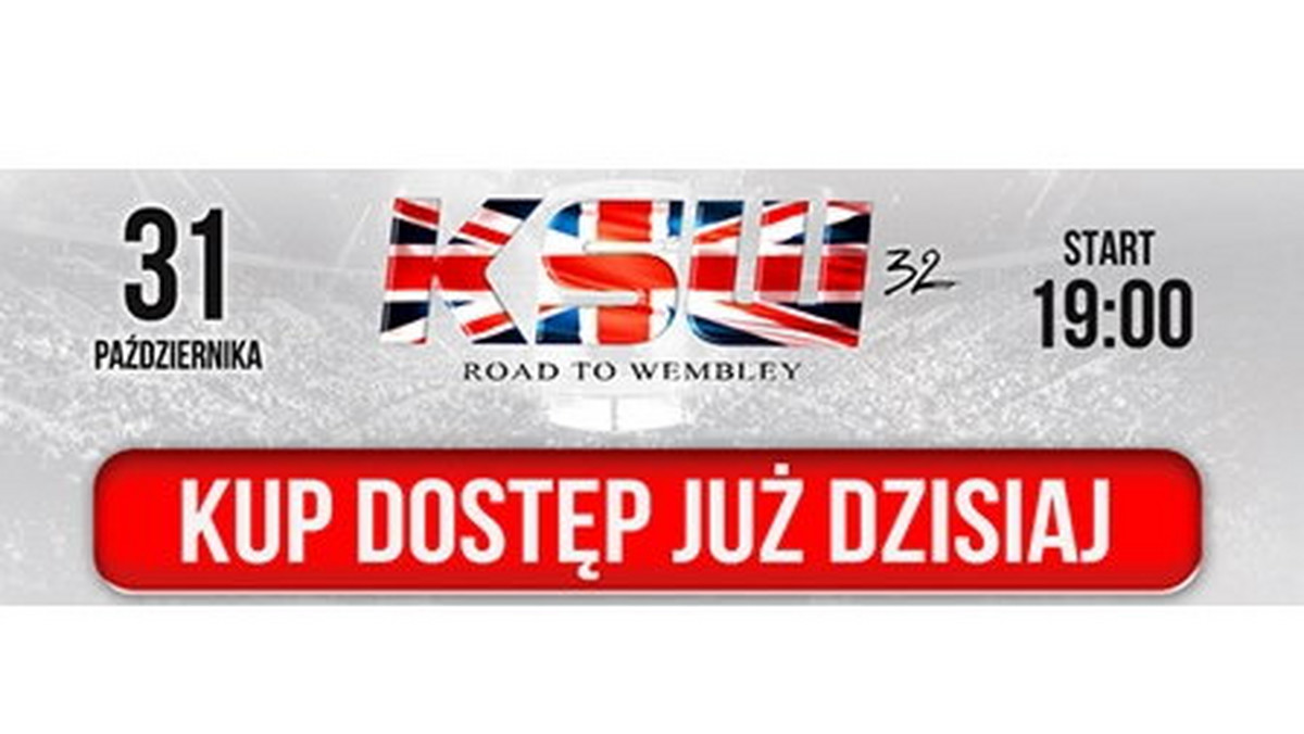 Historyczna gala KSW 32 "Road to Wembley" już w sobotę 31 października w Londynie. Wszyscy kibice, którzy nie będą mogli zobaczyć walk KSW 32 na żywo, mogą śledzić je w transmisjach w systemie pay-per-view. Największa polska federacja MMA po raz pierwszy zawita do Wielkiej Brytanii. Poniżej prezentujemy wszystkie drogi do wykupienia "biletu" na KSW 32. Zachęcamy do wykupienia transmisji za pośrednictwem naszej strony.