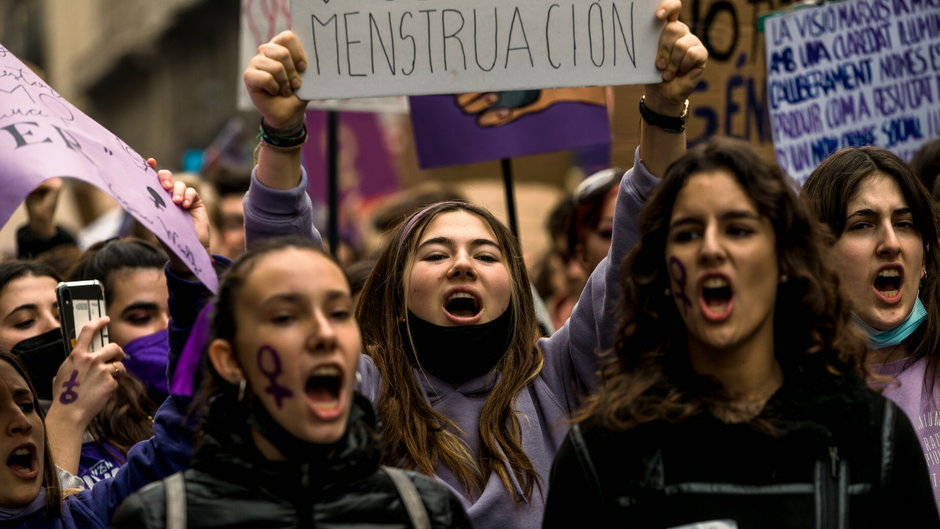 Obchody Międzynarodowego Dnia Kobiet w Hiszpanii. Protest przeciwko przemocy wobec kobiet