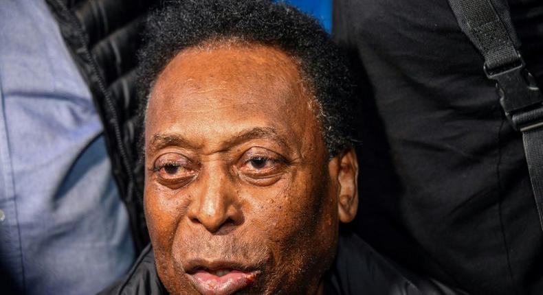 Brazilian football great Pele says he will remain in hospital for a few days as he undergoes chemotherapy Creator: NELSON ALMEIDA