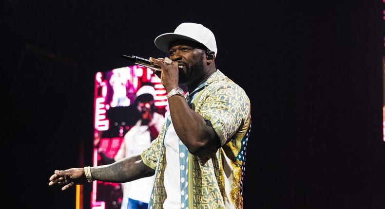 American rapper Curtis Jackson, '50 Cent' during a performance in Glasgow, Scotland on November 10, 2023