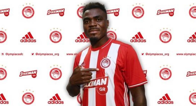 Emmanuel Emenike during the official unveiling ceremony in Athens, Greece.